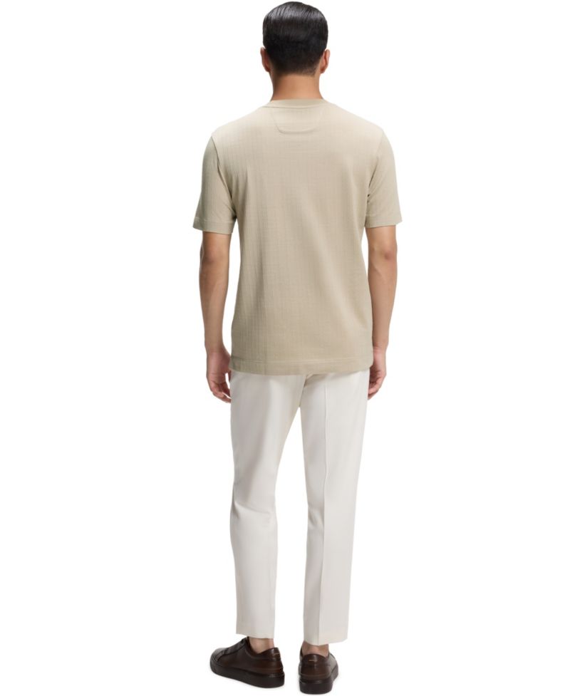 Men's Cotton-Silk Blend Windowpane-Check T-Shirt