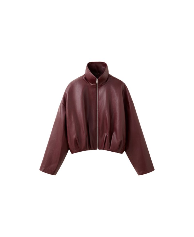 Women's Faux Leather Funnel Neck Jacket