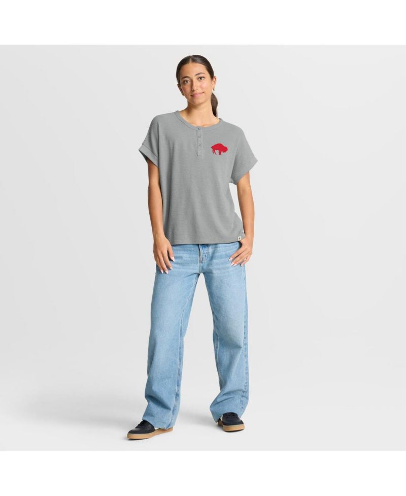 Women's Heather Gray Buffalo Bills Oversized Hometown Premium Henley Shirt