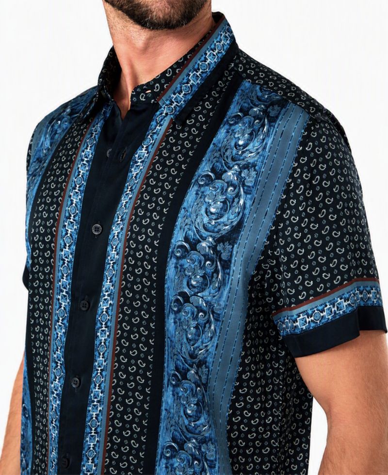 Men's Hugh Paisley Charm Short-Sleeve Classic-Fit Shirt