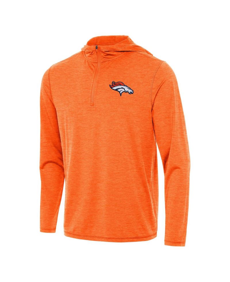 Men's Heather Orange Denver Broncos Tidy Quarter-Zip Pullover Hoodie