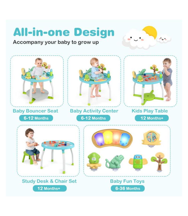 Toddler 5-in-1 Baby Activity Center with Bounce Seat & Toys