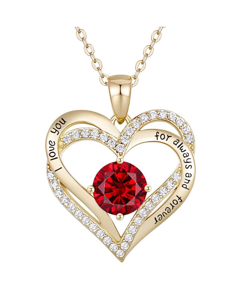 Timeless 14K Gold Plated Heart CZ ''I Love You'' Pendant