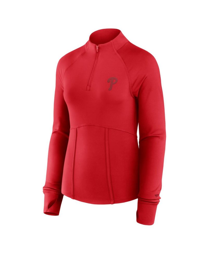 Women's Red Philadelphia Phillies Elements Raglan Tri-Blend Quarter-Zip Top