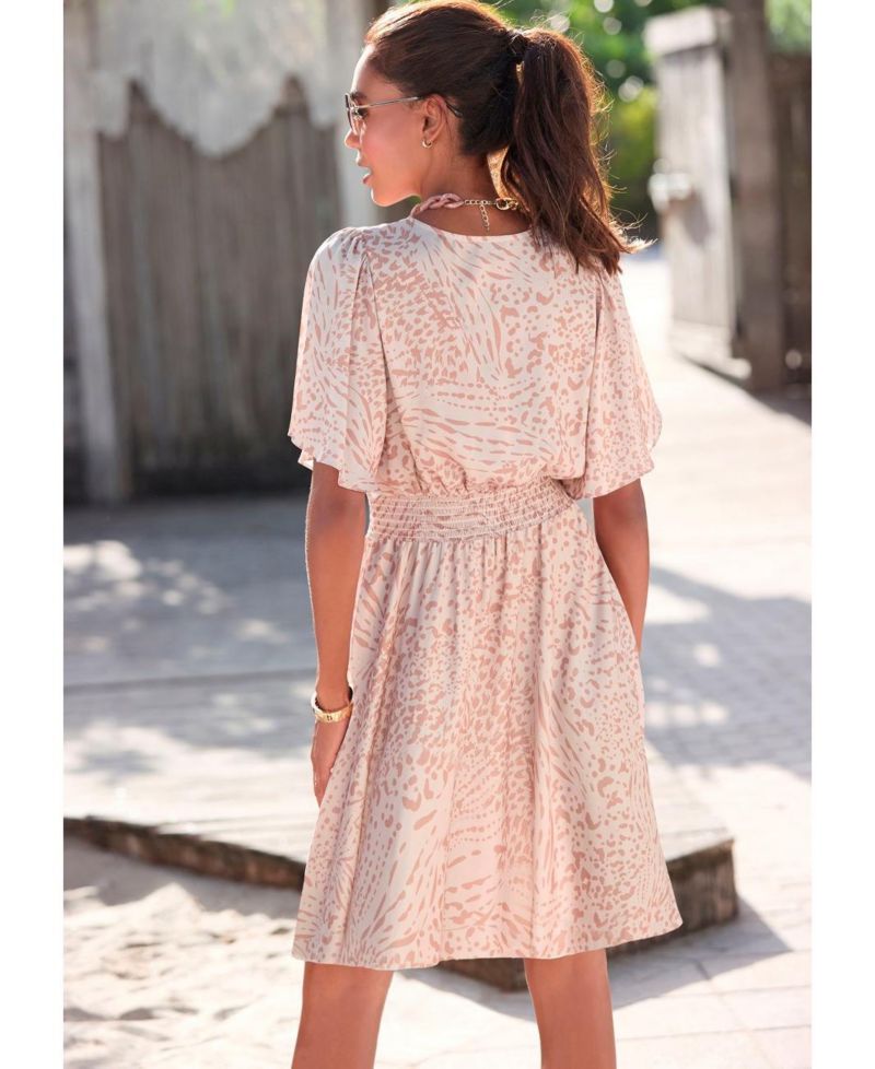 Women's Animal-Print V-Neck Fit-and-Flare Dress