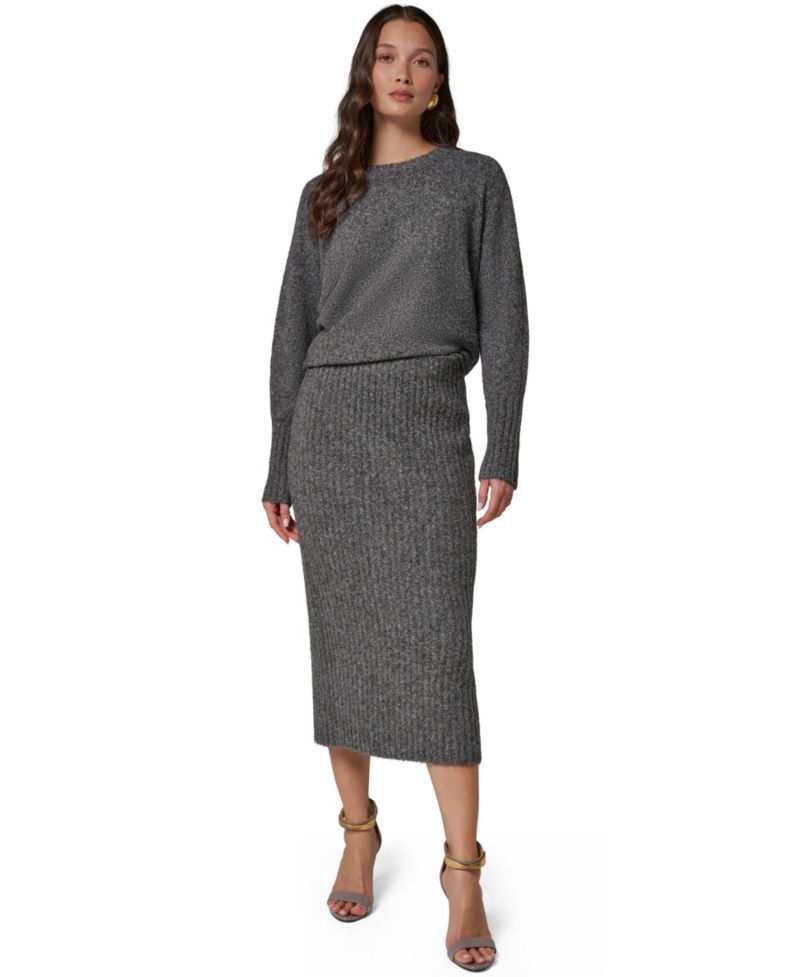 Women's Straight Sweater Pull-On High-Waisted Midi Skirt