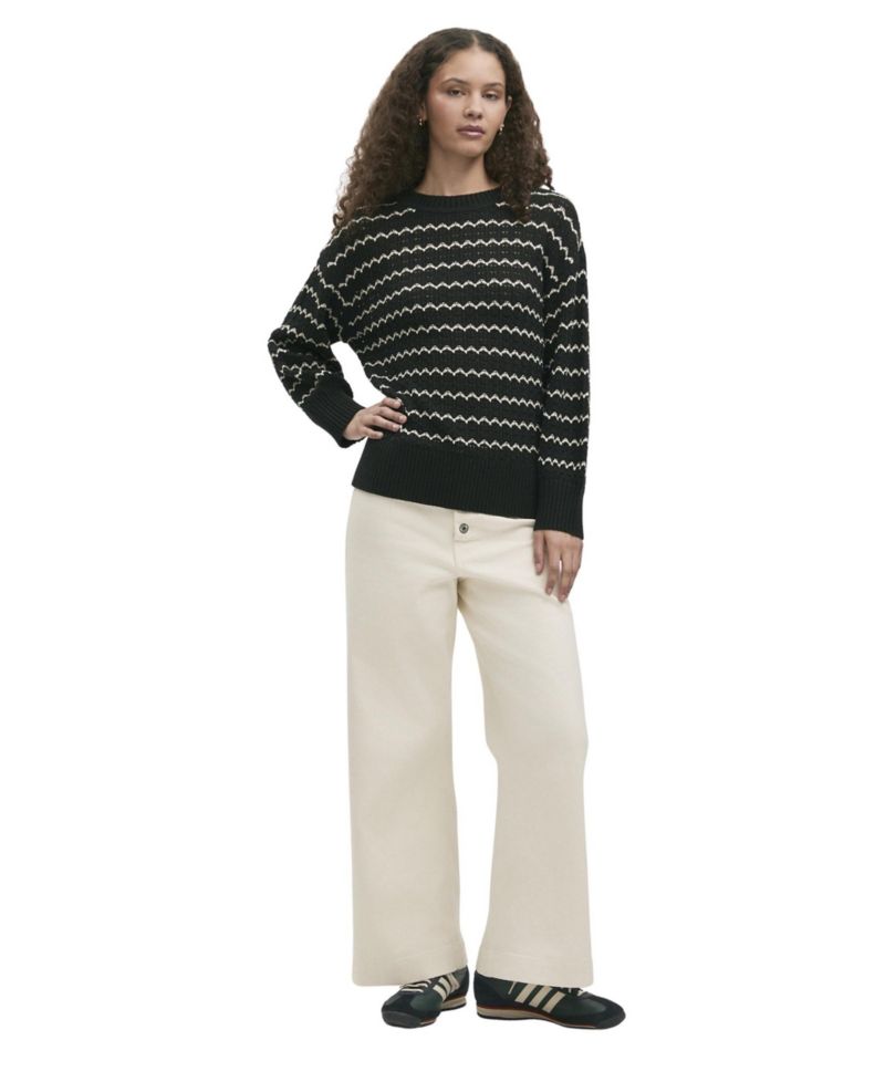 Women's Sansa Crochet Striped Long-Sleeve Sweater