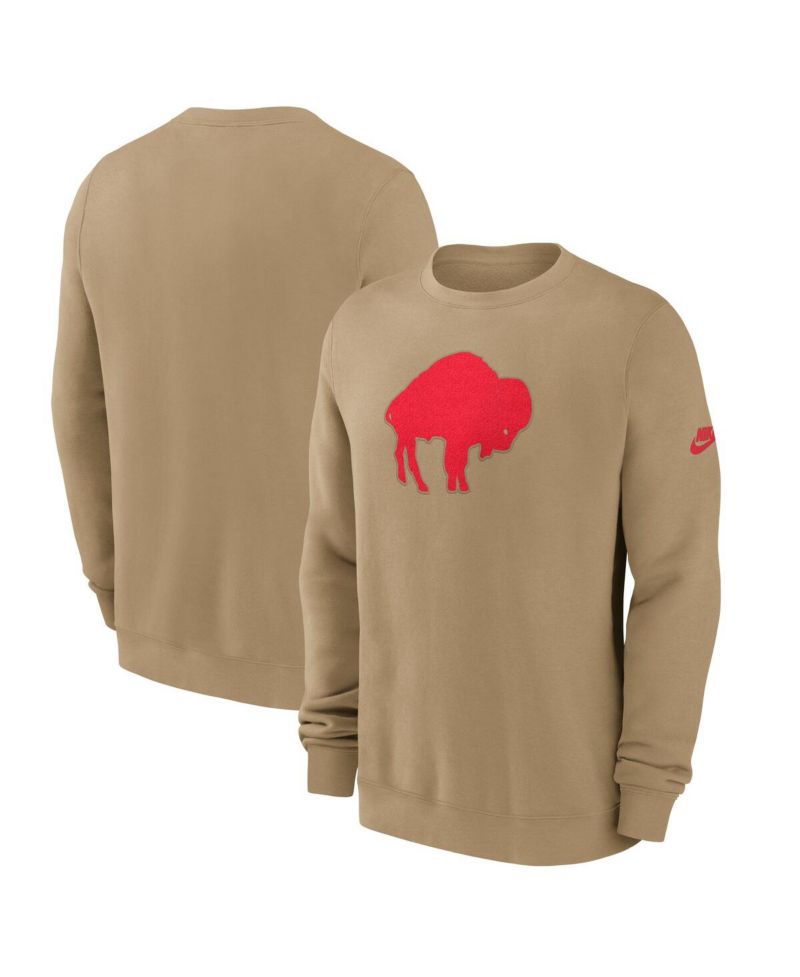 Men's Tan Buffalo Bills Swing Pass Rewind Club Pullover Sweatshirt