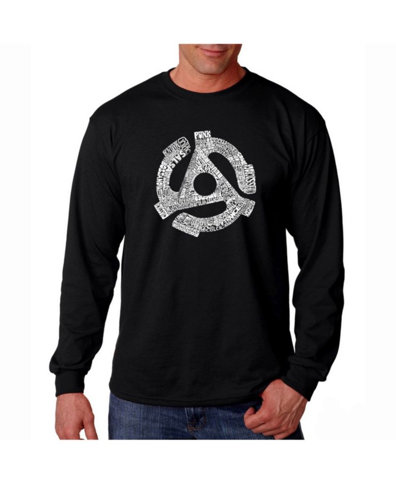 Men's Word Art Long Sleeve T-Shirt- Record Adapter