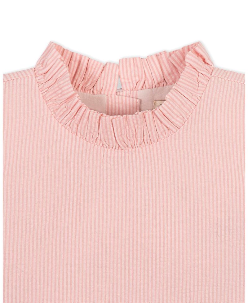 Big Girls Organic Ruffle Neck Seersucker Top