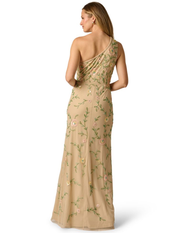 Women's One-Shoulder Beaded Gown