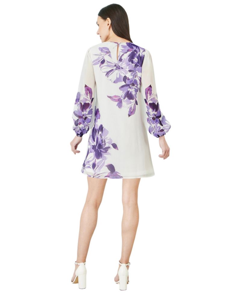 Women's Keyhole Neck Floral Tunic Dress