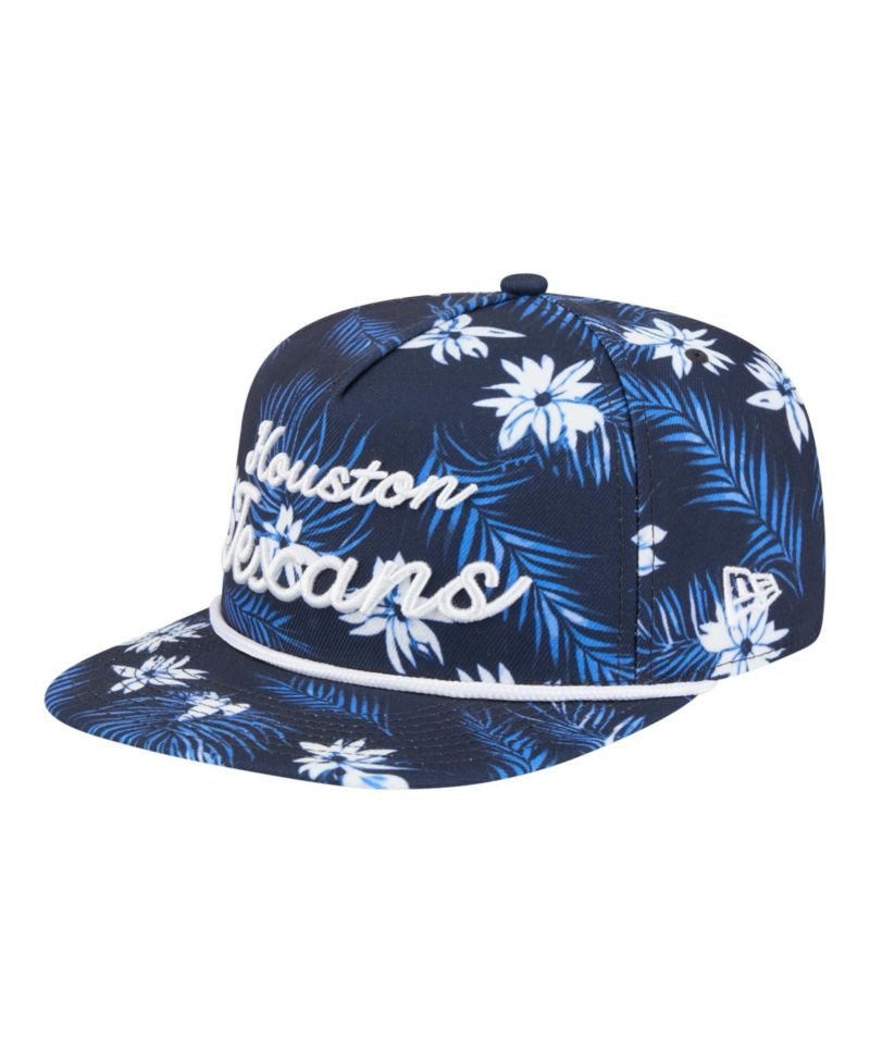 Men's Navy Houston Texans Palm Print A-Frame 9FIFTY Snapback Hat