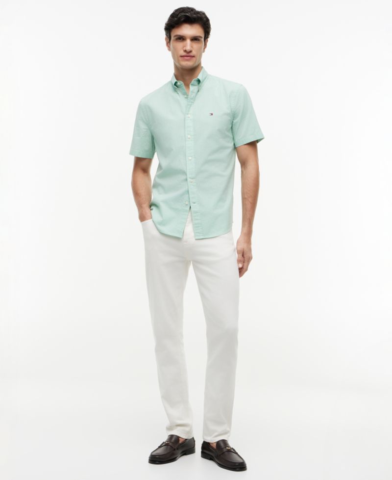Men's Regular-Fit Flex Poplin Gingham Short-Sleeve Shirt