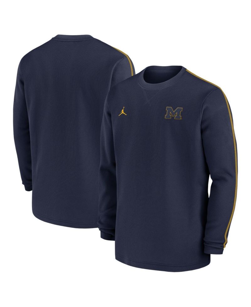 Men's Navy Michigan Wolverines 2024 Sideline Coaches Long Sleeve Top
