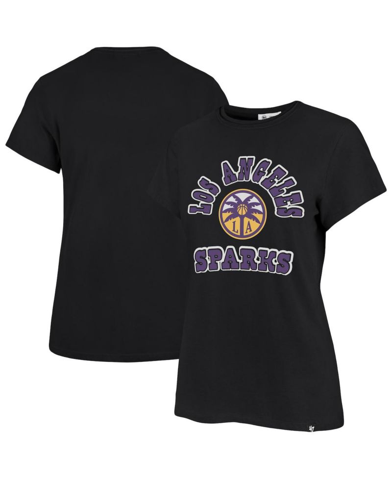 Women's x 47 Black Los Angeles Sparks Logo Lockup Plus Size V-Neck T-Shirt