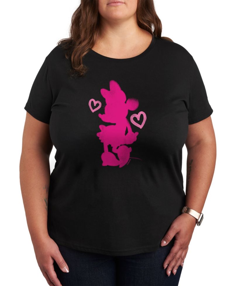 Plus Size Trendy Disney Minnie Heart Graphic Crew Neck T-Shirt