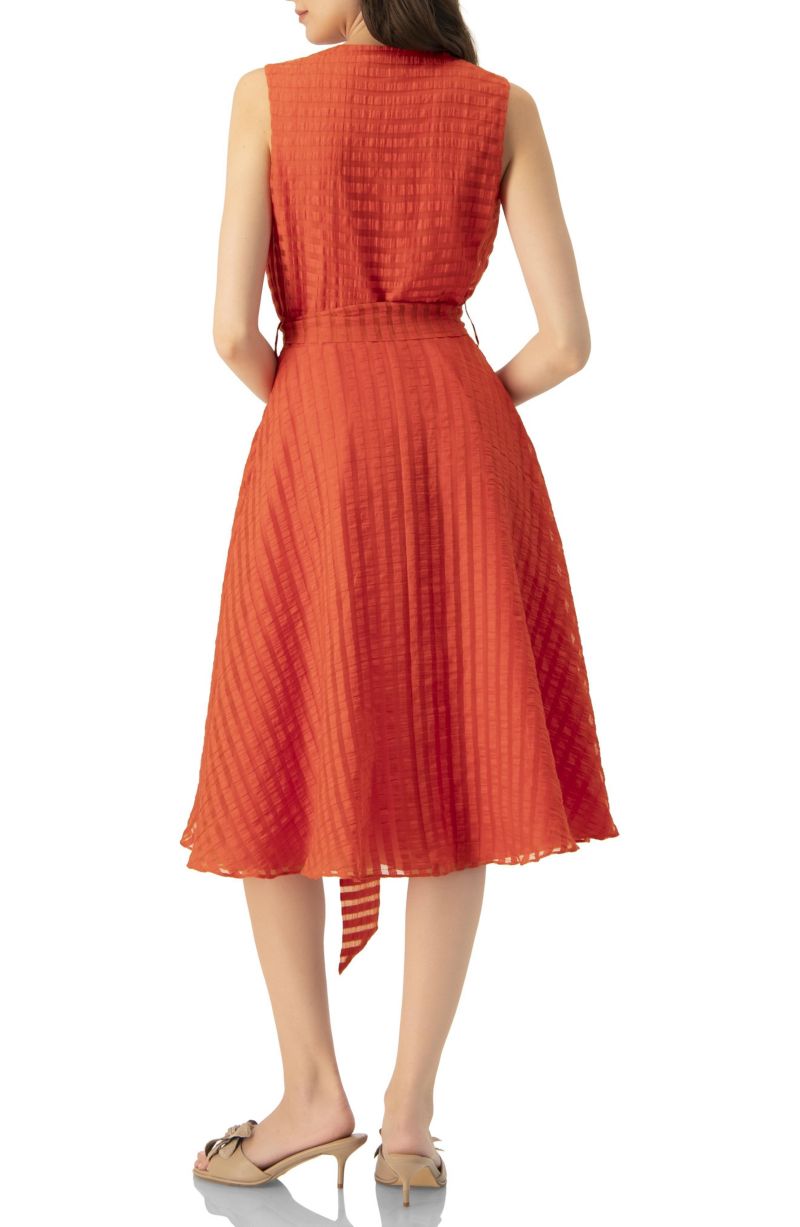 Women's Midi A-Line Dress with Waist Tie