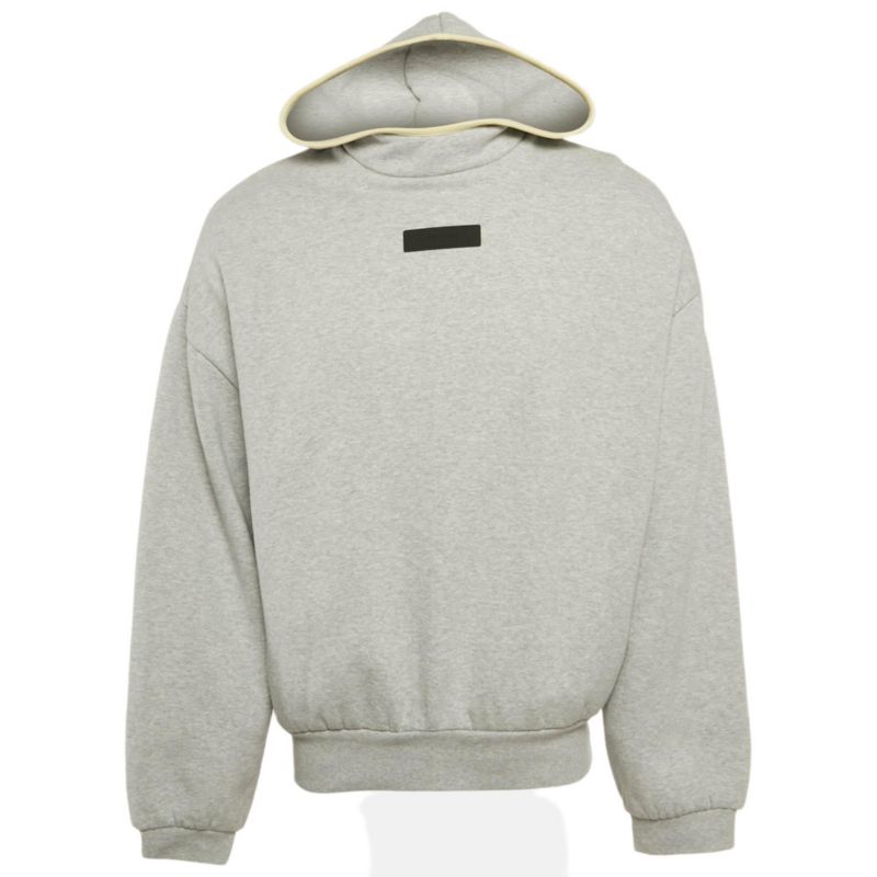 Men's Grey Logo Patch Cotton Hoodie