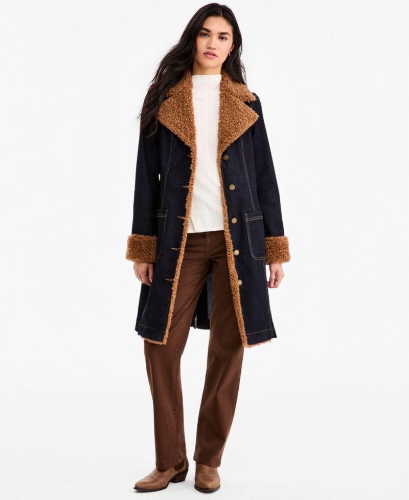Women's Sherpa-Trim Notch-Collar Jacket