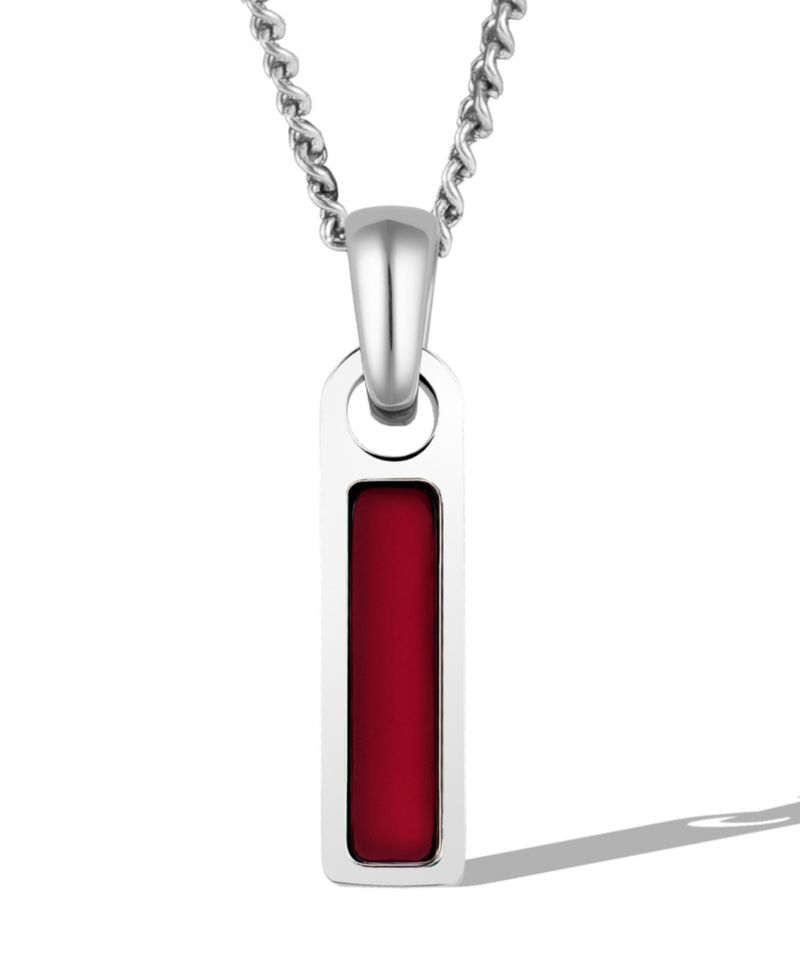 Men's Birthstone Tag Necklace - Silver Pendant