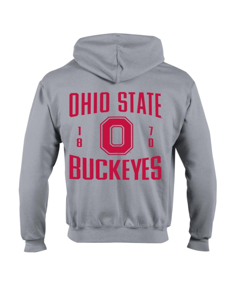 Men's Heather Gray Ohio State Buckeyes Varsity Powerblend Full-Zip Fleece Hoodie