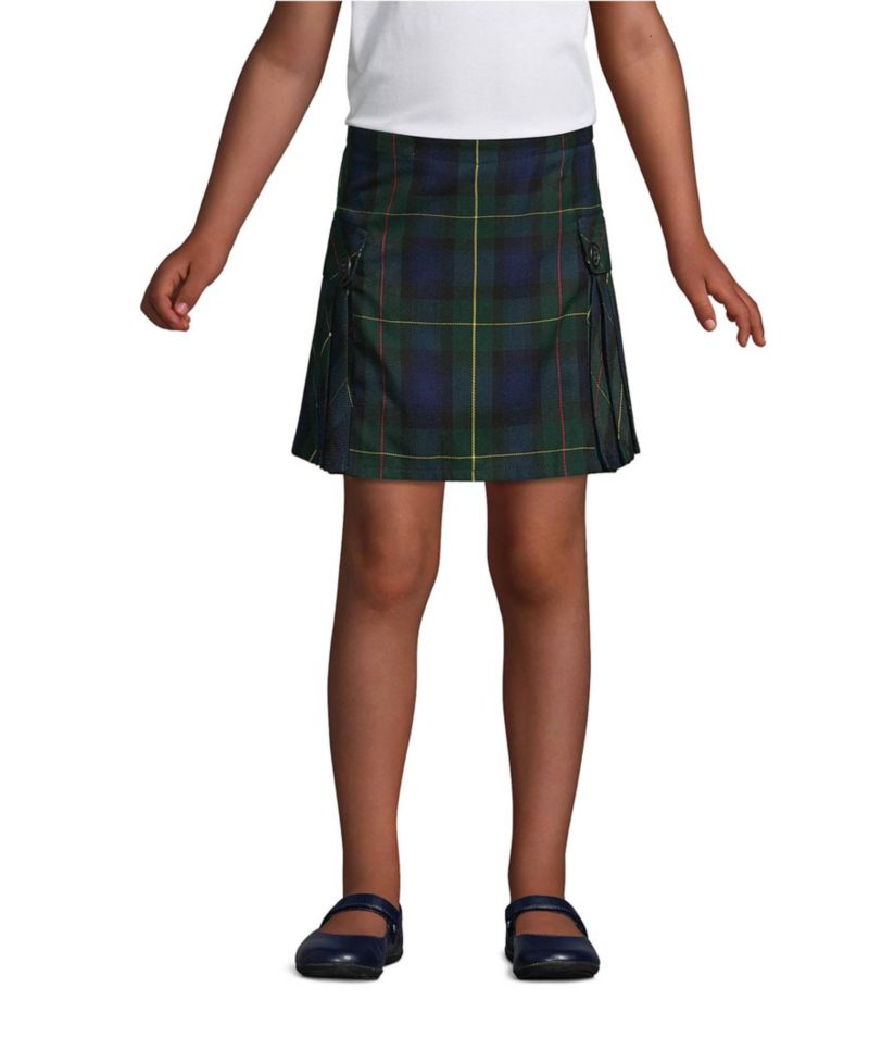 Girls Plus Side Pleat Plaid Skort Above the Knee