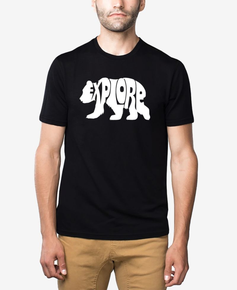 Men's Cotton/Poly Blend Word Art T-Shirt - Explore Bear