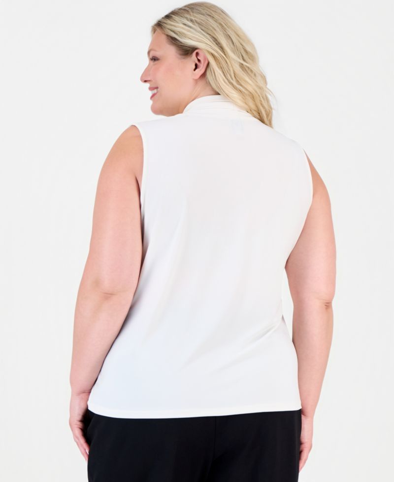 Plus Size Sleeveless Pleated V-Neck Top