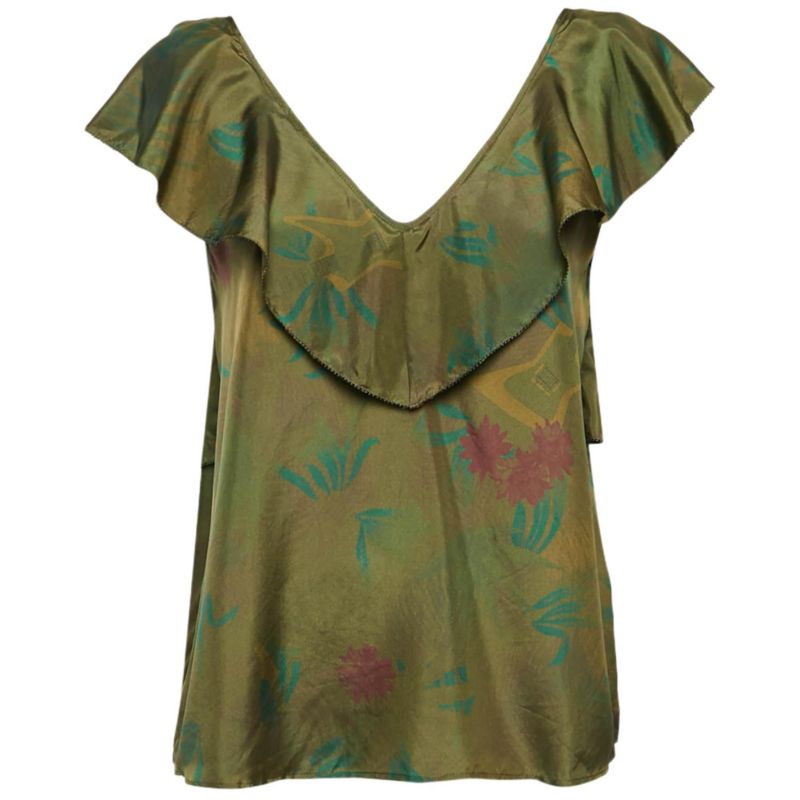 Women's Brown Tink Leopard Print Satin Blouse