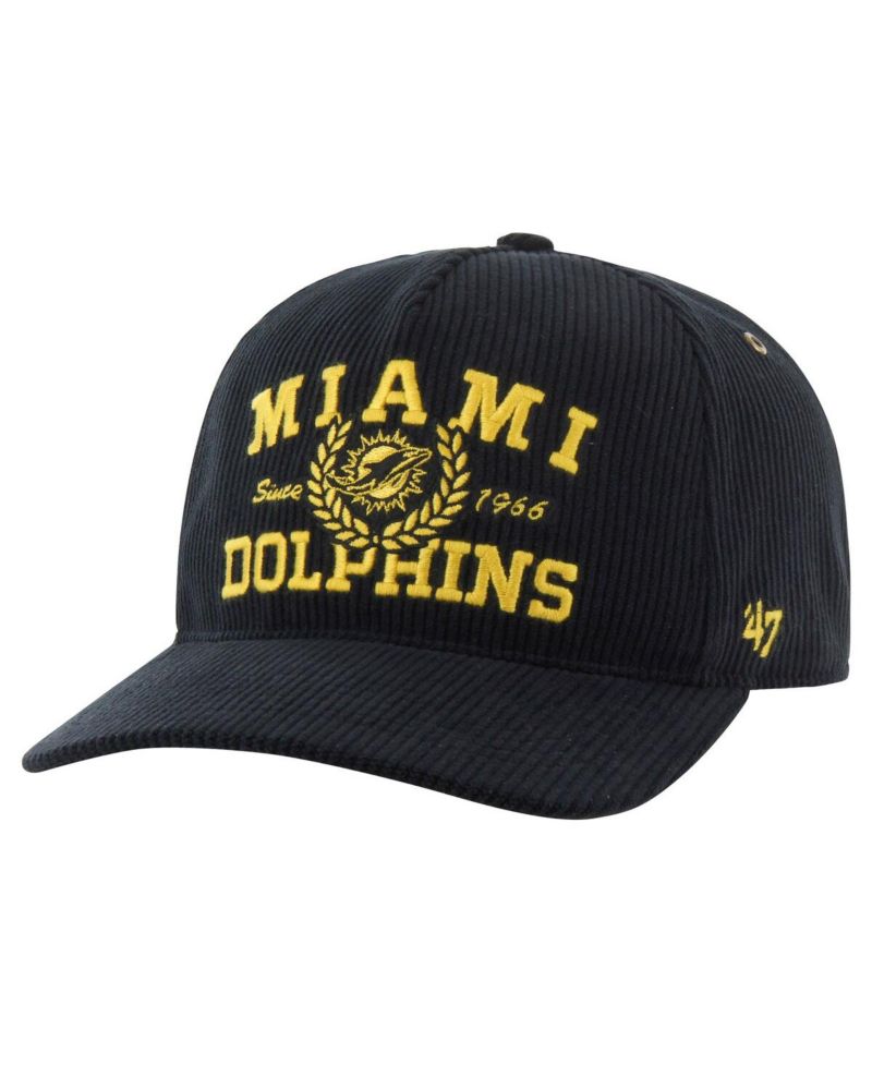 Men's Black Miami Dolphins Letterman Hitch Adjustable Hat