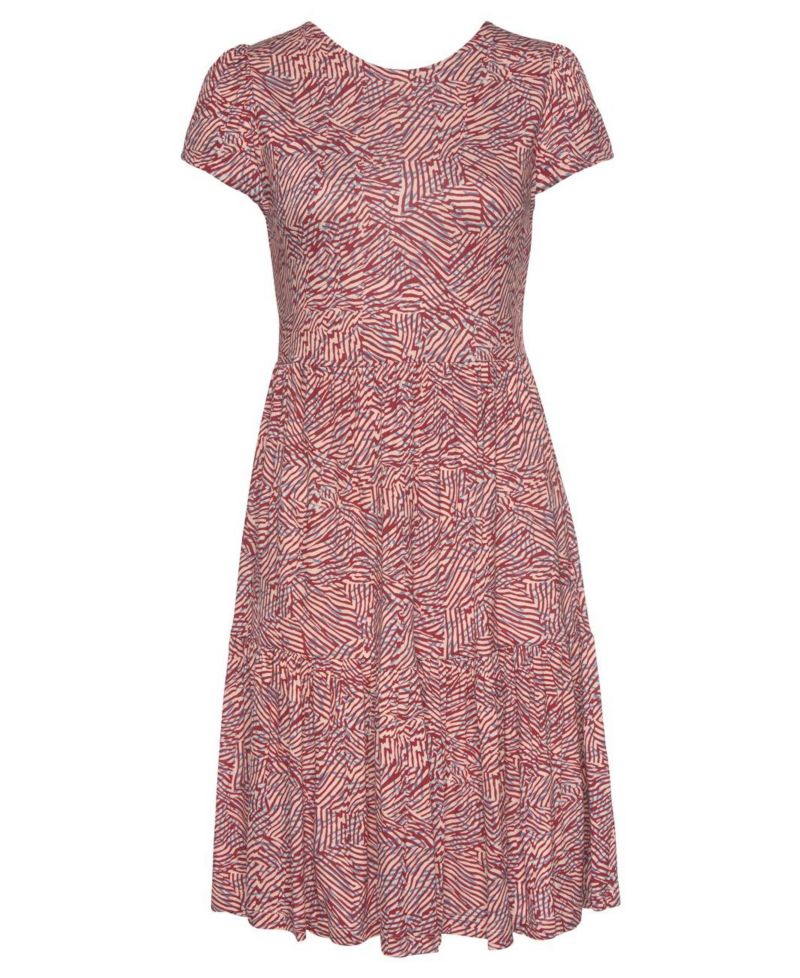Women's Viscose Printed Back Cut Out A-Line V-Neck Short Dress