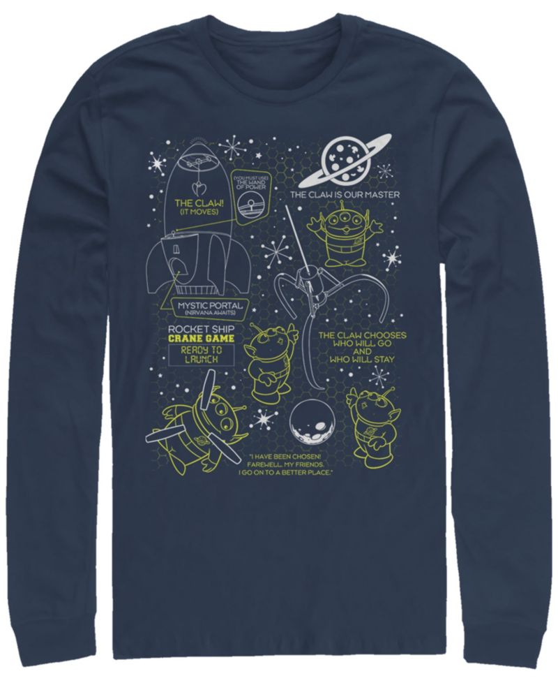Disney Pixar Men's Toy Story Aliens Claw Master Map, Long Sleeve T-Shirt
