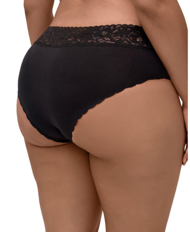 Plus Size Cheeky Cotton-Blend Lace Trim Panty
