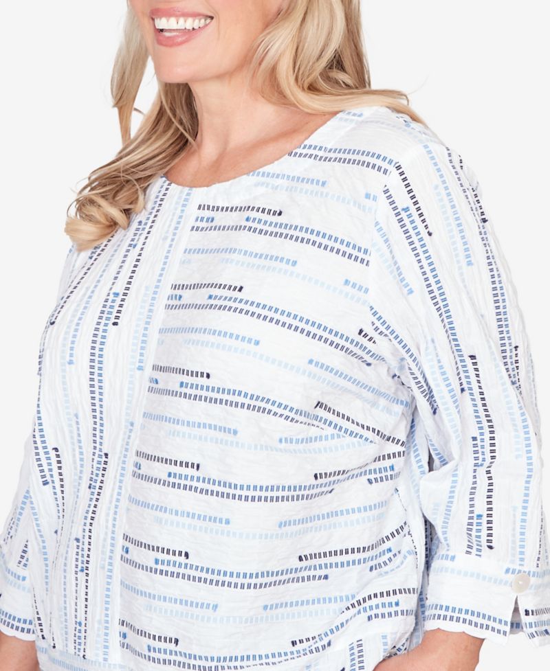 Plus Size Classic Spliced Jacquard Stripe Top