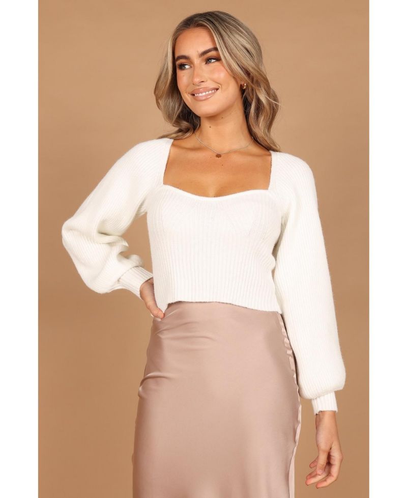 Women's Gia Sweetheart Neck Bell Sleeve Knit Sweater