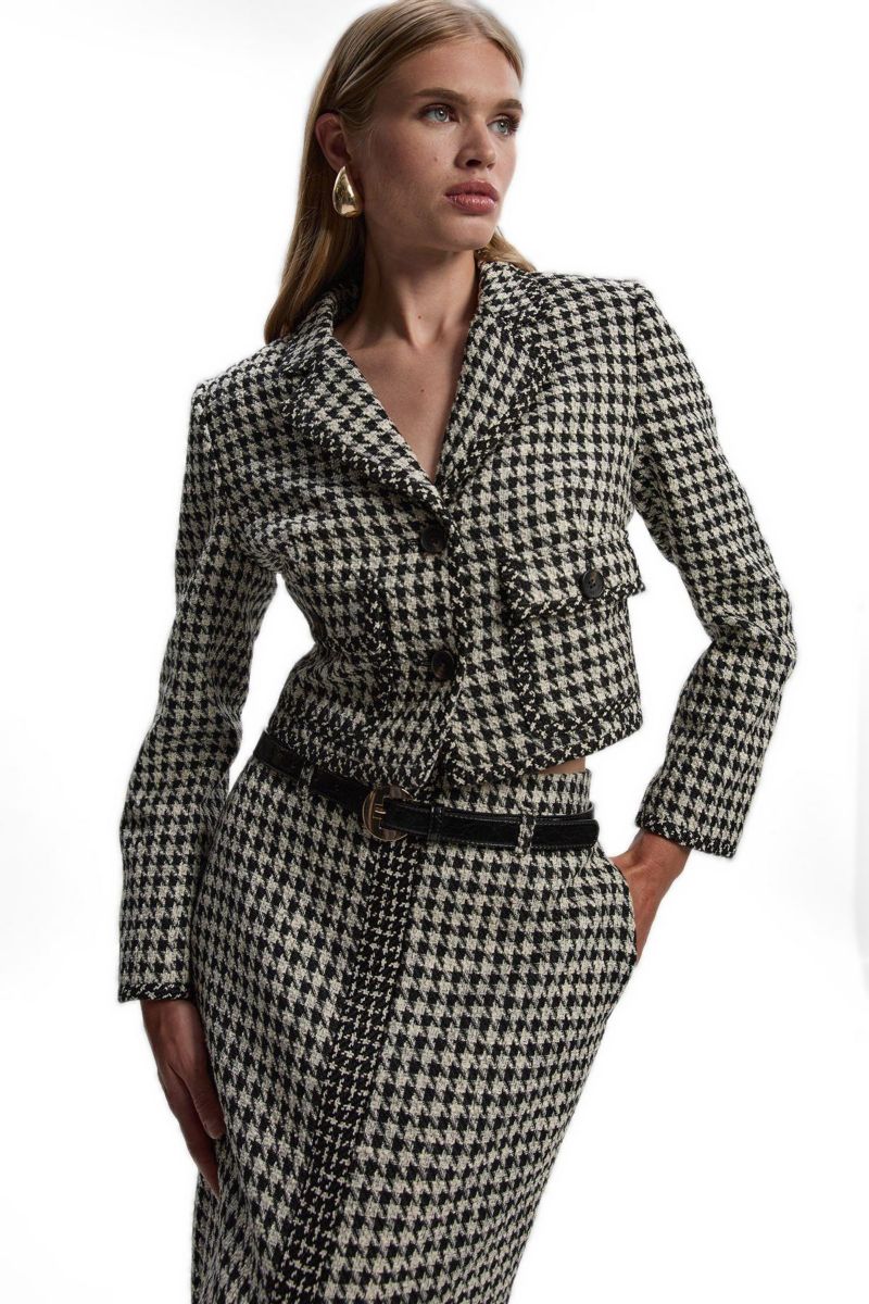 Women's Double Button Tweed Cropped Jacket