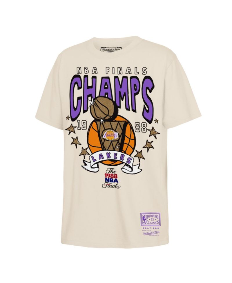 Big Boys and Girls Mitchell Ness Natural Los Angeles Lakers 1988 NBA Finals Champions Hardwood Classics History T-Shirt