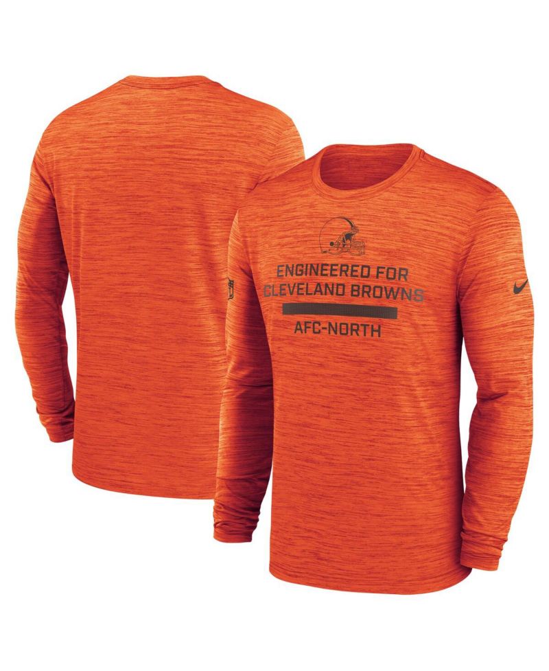 Men's Orange Cleveland Browns Sideline Velocity Performance Long Sleeve T-Shirt