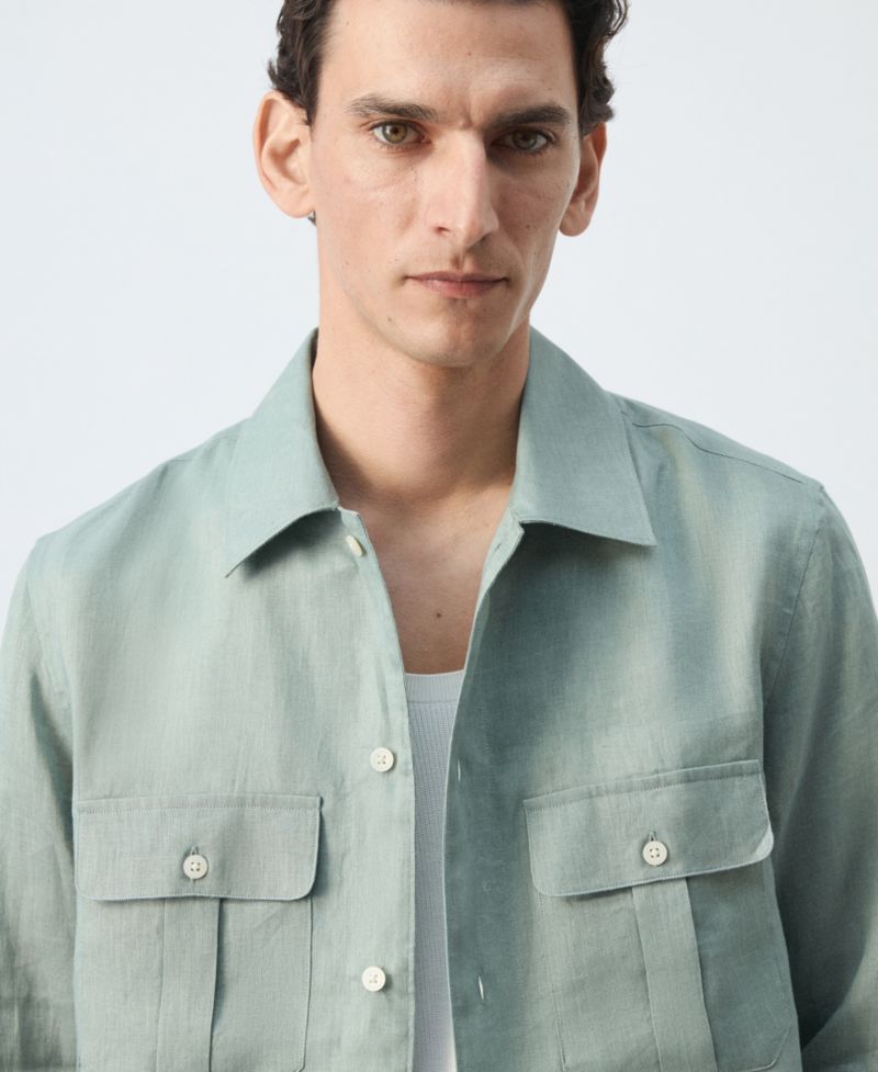 Men's Regular-Fit Linen Overshirt