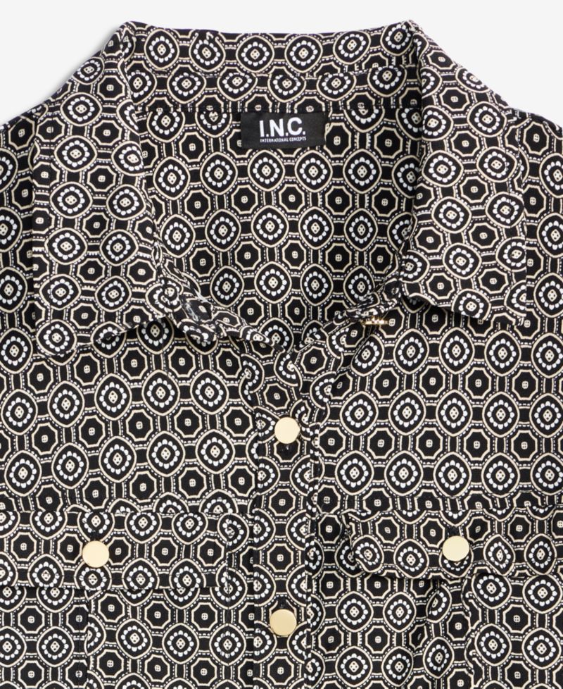 Women's Utility Printed Long-Sleeve Button-Up Blouse