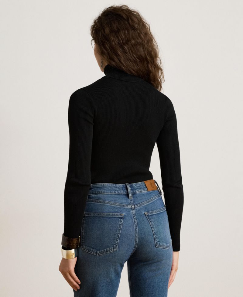 Petite Ribbed Slim-Fit Cotton-Blend Turtleneck Sweater