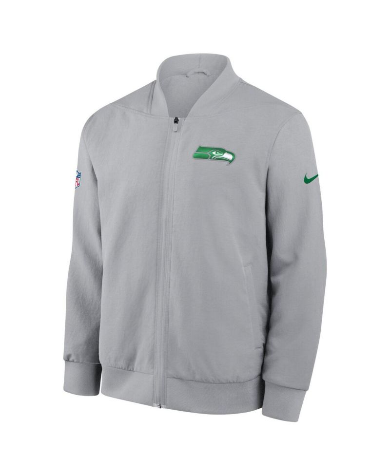 Men's Wolf Gray Seattle Seahawks 2025 Rivalries Collection Sideline Full-Zip Bomber Jacket