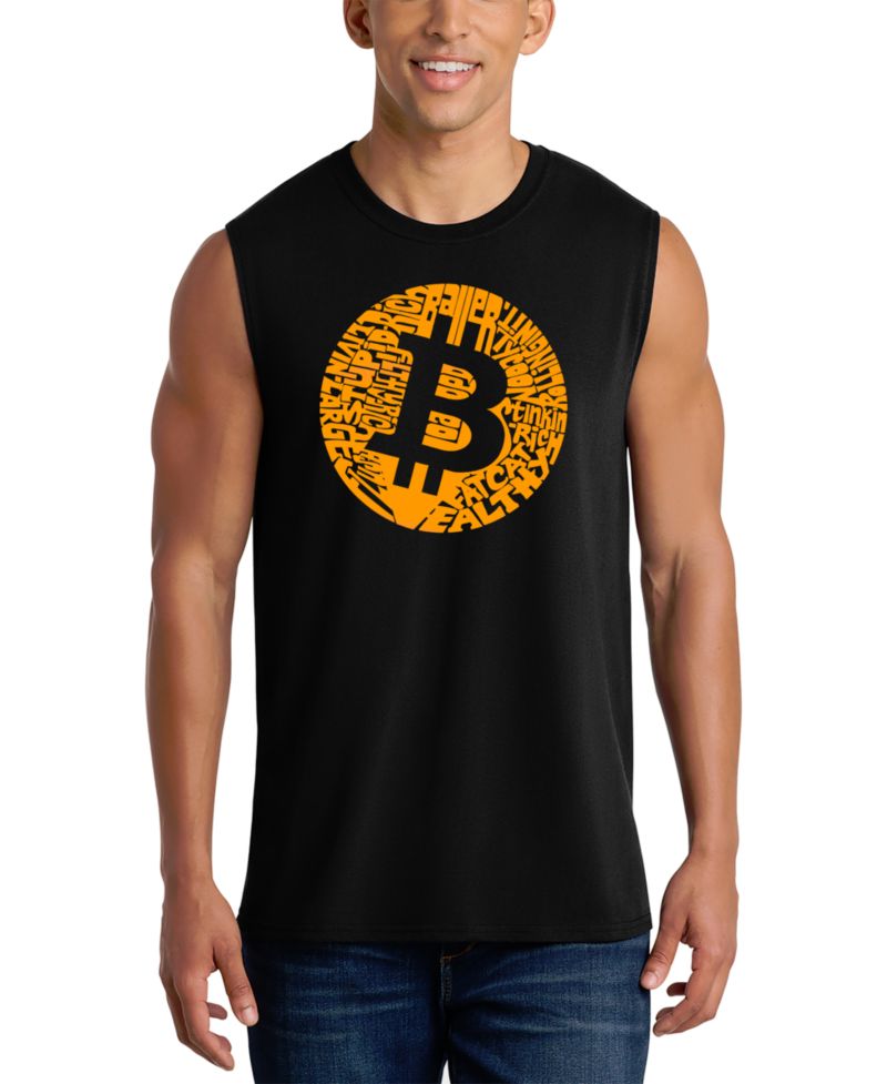 Men's Bitcoin Logo Word Art Graphic Tank Top