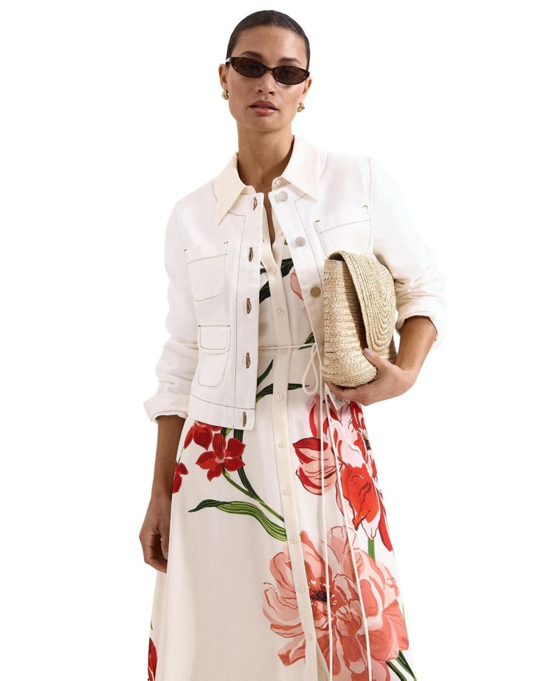 Women's Anabella Floral-Print Midi Shirt Dress