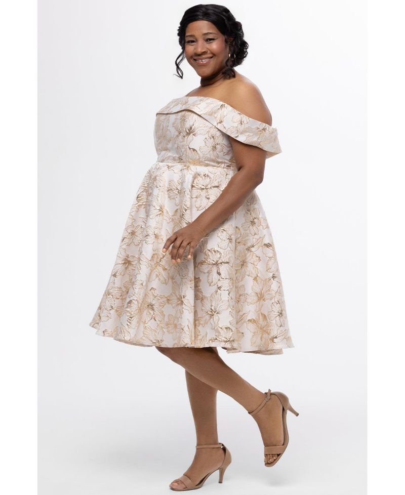 Women's Off-The-Shoulder Brocaade Party Dress