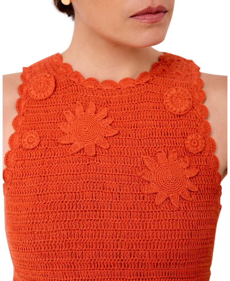 Women's Crochet Bodice A-Line Midi Dress
