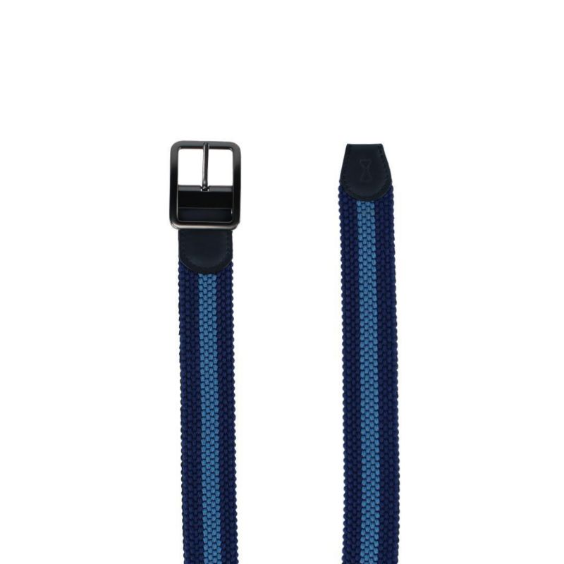 Men's Arturo Black and Blue Striped Reversible 35MM Braided Golf Belt