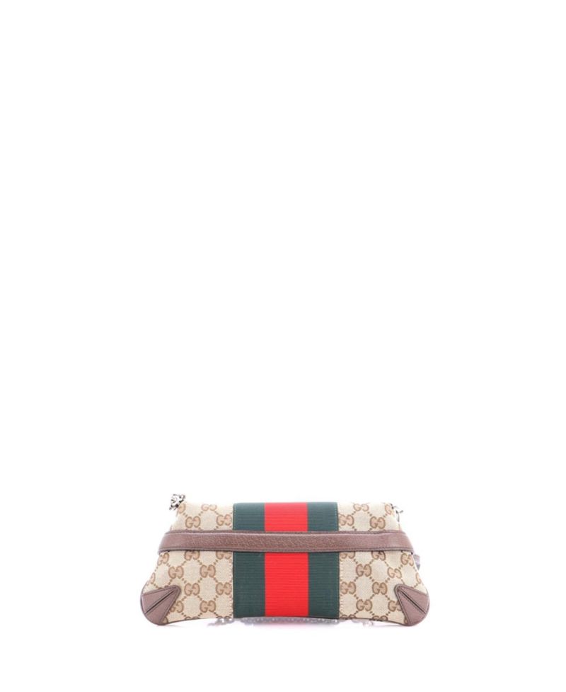 Small Horsebit NM Web Chain Clutch GG Canvas