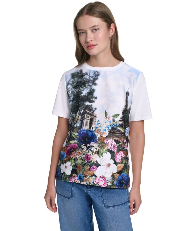 Women's Tie-Front Graphic Top
